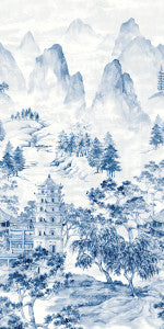 Misty Mountain Scenic Mural Bluestone by Seabrook Wallpaper