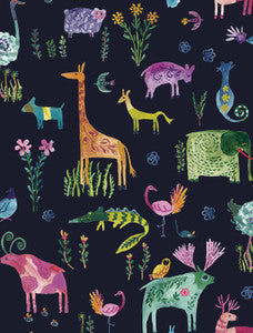 Animals Dark Blue by Seabrook Wallpaper