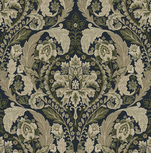Thornton Vintage Damask Deep Sea by Seabrook Wallpaper
