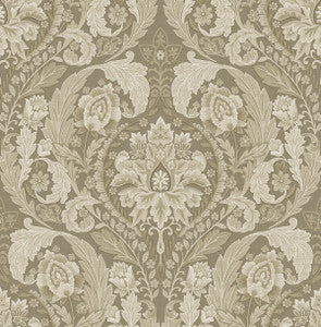 Thornton Vintage Damask Latte by Seabrook Wallpaper