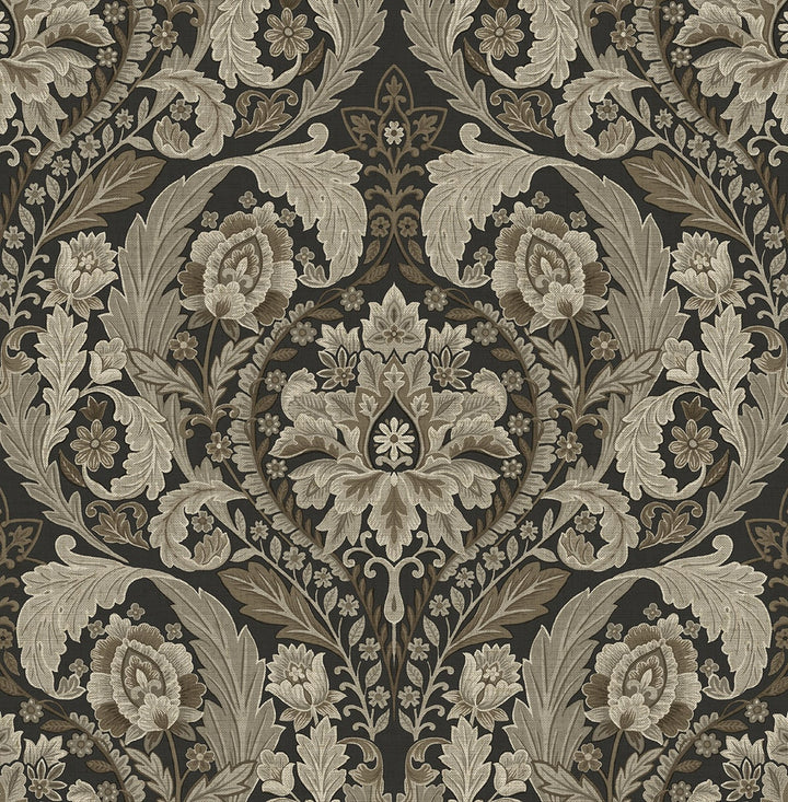 Thornton Vintage Damask Cliffside by Seabrook Wallpaper Harry & Grace Peel and Stick United States 30.75 20.87" 20.5" - Fabric Carolina -