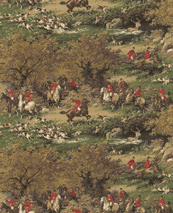 Taunton Hunt Scene Chestnut & Rosemary by Seabrook Wallpaper