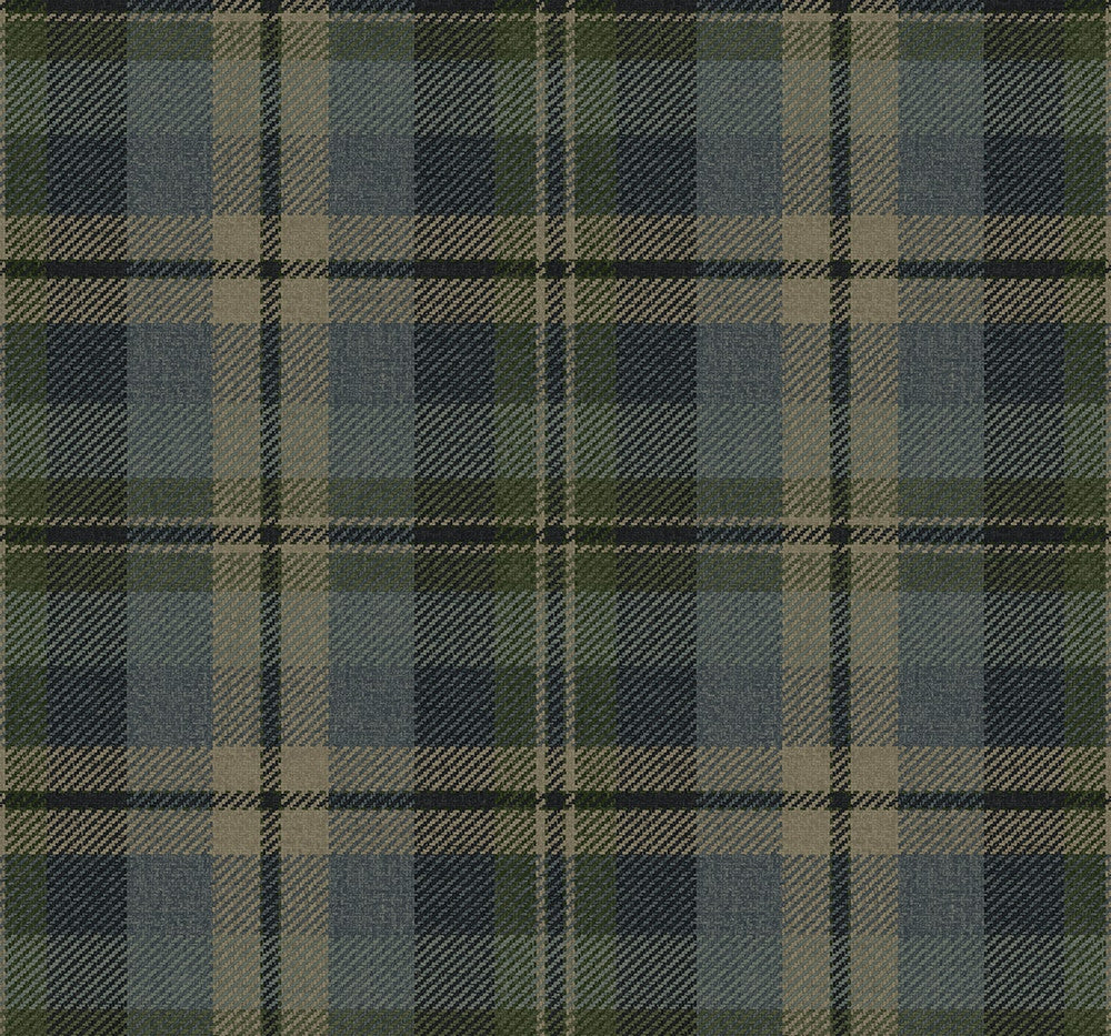 Thornbury Tailored Plaid Deep Sea by Seabrook Wallpaper Harry & Grace Peel and Stick United States 30.75 10.43" 20.5" - Fabric Carolina -
