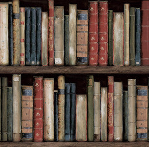 Faux Bookshelves Earth & Ember by Seabrook Wallpaper