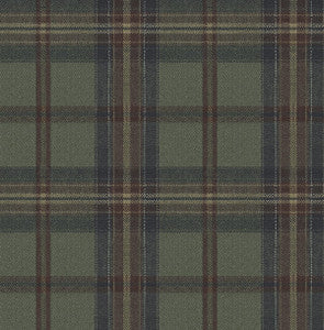 Herringbone Plaid Adobe & Antique Green by Seabrook Wallpaper
