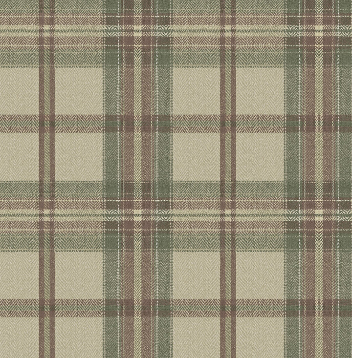 Herringbone Plaid Clay & Sage by Seabrook Wallpaper Harry & Grace Peel and Stick United States 30.75 10.43" 20.5" - Fabric Carolina -
