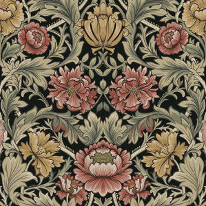 Acanthus Floral Cameo Ebony by Seabrook Wallpaper