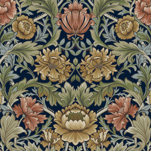Acanthus Floral Cameo Dark Blue by Seabrook Wallpaper