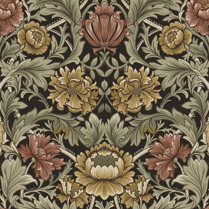Acanthus Floral Cameo Espresso by Seabrook Wallpaper Harry & Grace Peel and Stick United States 30.75 20.87" 20.5" - Fabric Carolina -
