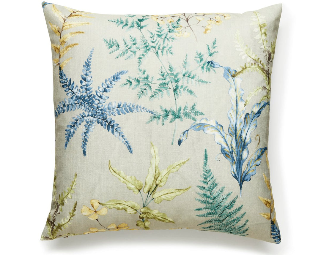 Wethersfield Fern Pillow 22 X 22 - Khaki Blue HHWETHPILL0003 by Scalamandre Designer Pillow
