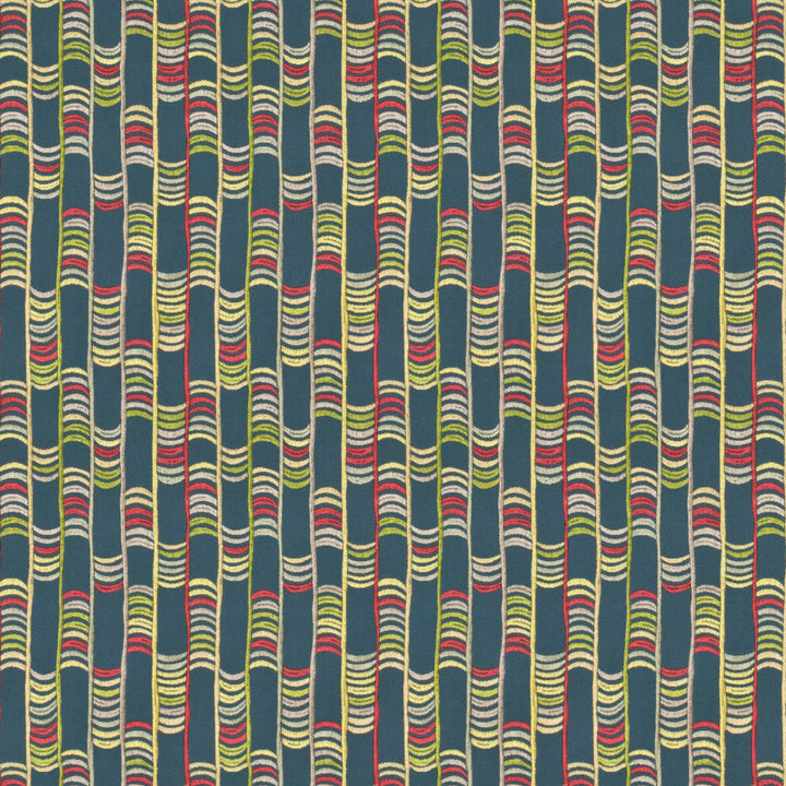 Hitherto 1 Festival by Stout Designer Fabric RAINBOW LIBRARY LAKE/INDIGO 100%COT %BEMB INDIA Horizontal: 6.375 and Vertical: 12.875 51.87 in - Swanky Fabrics -