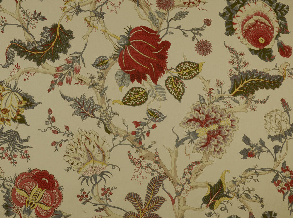 Hl-Darjeeling White/Red Multi 1 by Covington Fabric 100% COTTON Italy Horizontal: 53.5 and Vertical: 35.8 54 - Fabric Carolina -