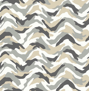 Stealth Grey Camo Wave Wallpaper by Brewster