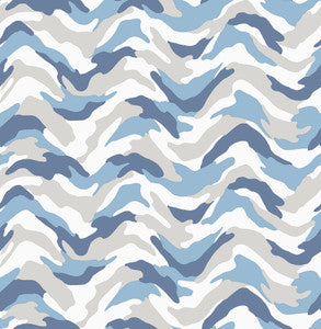 Stealth Blue Camo Wave Wallpaper by Brewster