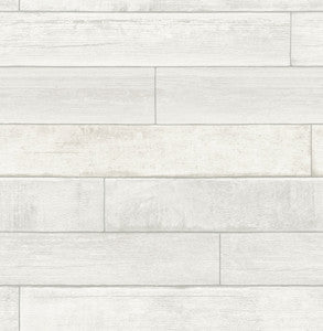 Wallace White Timber Wallpaper by Brewster