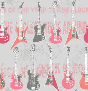 Richards Pink Rock Star Guitar Stripe Wallpaper by Brewster