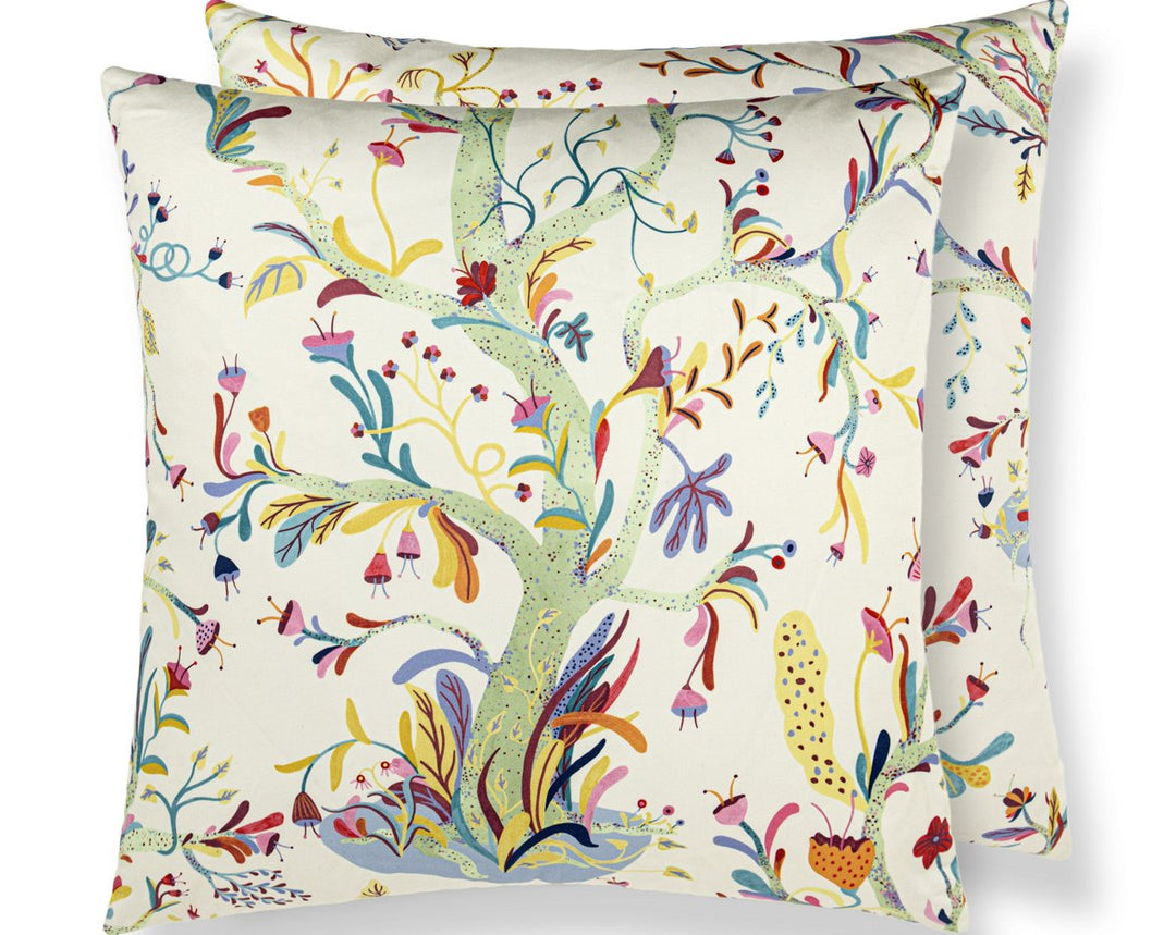 Enchanted Meadow Pillow 22 X 22 - Aqua HNSDDK166540001 by Scalamandre Designer Pillow
