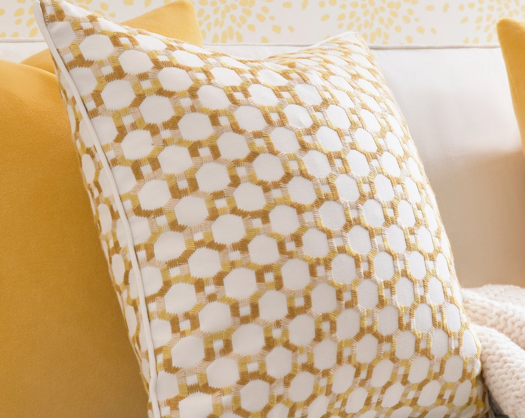 Island Trellis Pillow 22 X 22 - Yellow HNISLDPILL0002 by Scalamandre Designer Pillow