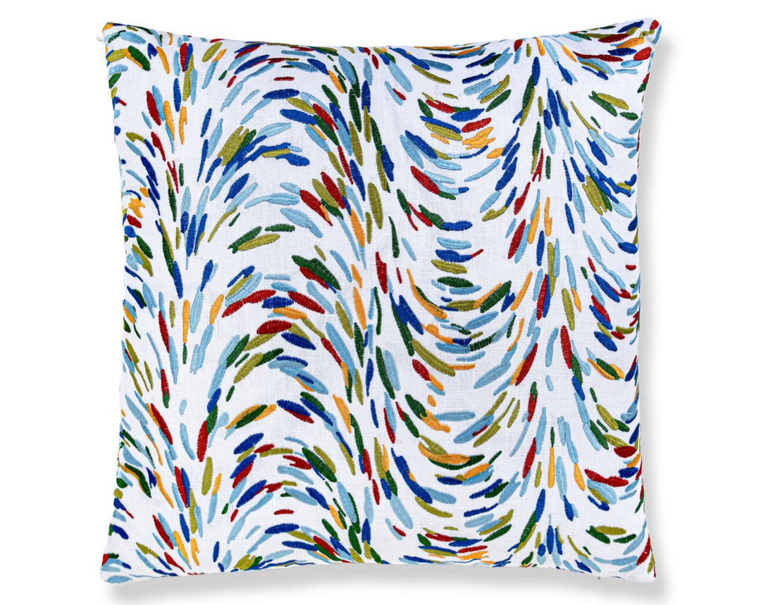 Fountain Embroidery Pillow 22 X 22 - Tropicalblue HNSDDK273360002 by Scalamandre Designer Pillow