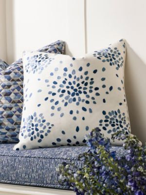 Firefly Embroidered Pillow 22 X 22 - Blue HNSDDK420000007 by Scalamandre Pillows ALBERT HADLEY 70% LINEN 30% VISCOSE U.S.A. LIGHT DUTY Horizontal: 11.5" and Vertical: 13" 0 - Fabric Carolina -