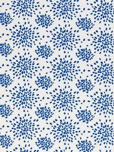 Scalamandre Fabric Fireworks Cotton Print Blue On White