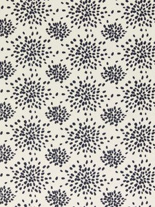 Scalamandre Fabric Fireworks Cotton Print Black On Off-White