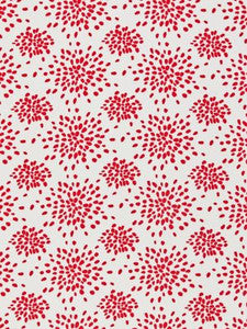 Scalamandre Fabric Fireworks Cotton Print Red On White