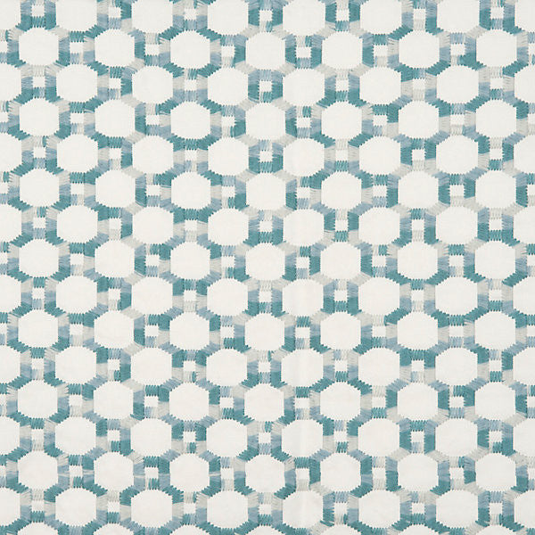 Island Trellis Aqua by Hinson Fabric Hinson Fabric Island Trellis AquaFabric HINSON LIBRARY 61% COTTON 32% VISCOSE 7% POLYESTER USA </p><p>Repeat: H: 1.9", V: 1.9" 50" - Fabric Carolina -