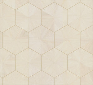 Hexagram Wood Veneer Ivory Wallpaper by Ronald Redding