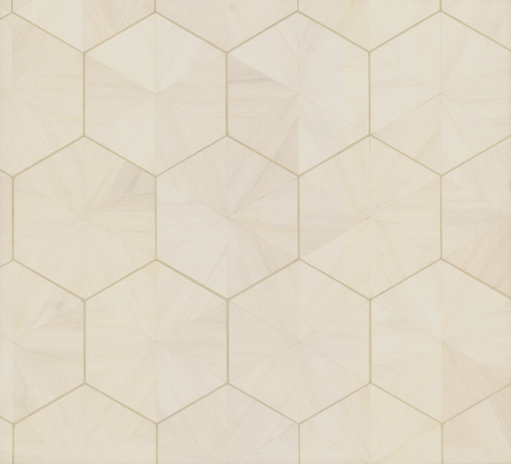 Hexagram Wood Veneer Off White Wallpaper by Ronald Redding Traveler Covers about 72 square feet 36-in by 24-ft long roll Unpasted 12 - Fabric Carolina -