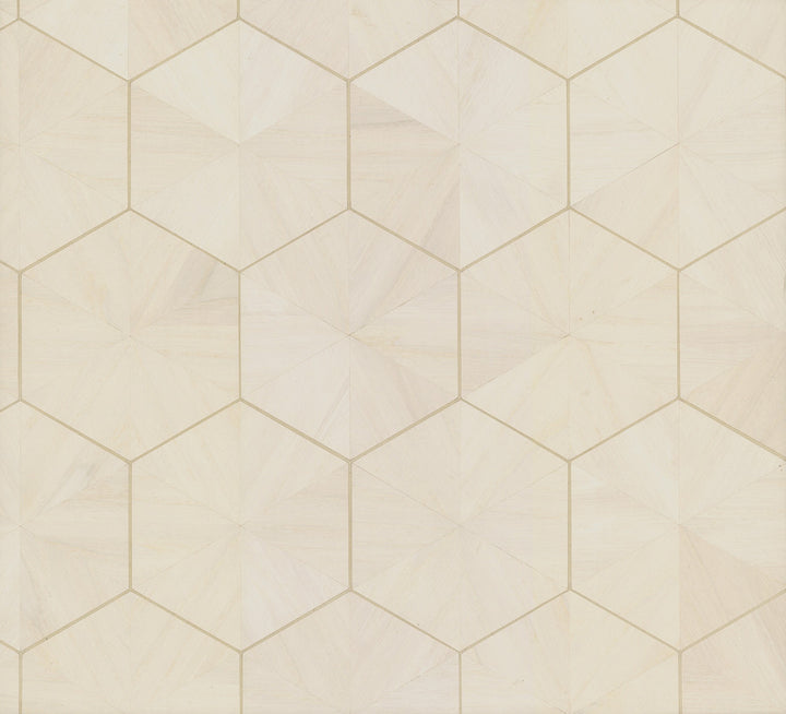 Hexagram Wood Veneer Off White Wallpaper by Ronald Redding Traveler Covers about 72 square feet 36-in by 24-ft long roll Unpasted 12 - Fabric Carolina -
