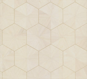 Hexagram Wood Veneer Off White Wallpaper by Ronald Redding