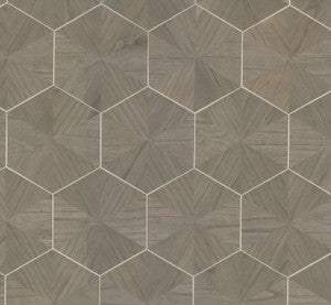Hexagram Wood Veneer Brown Wallpaper by Ronald Redding