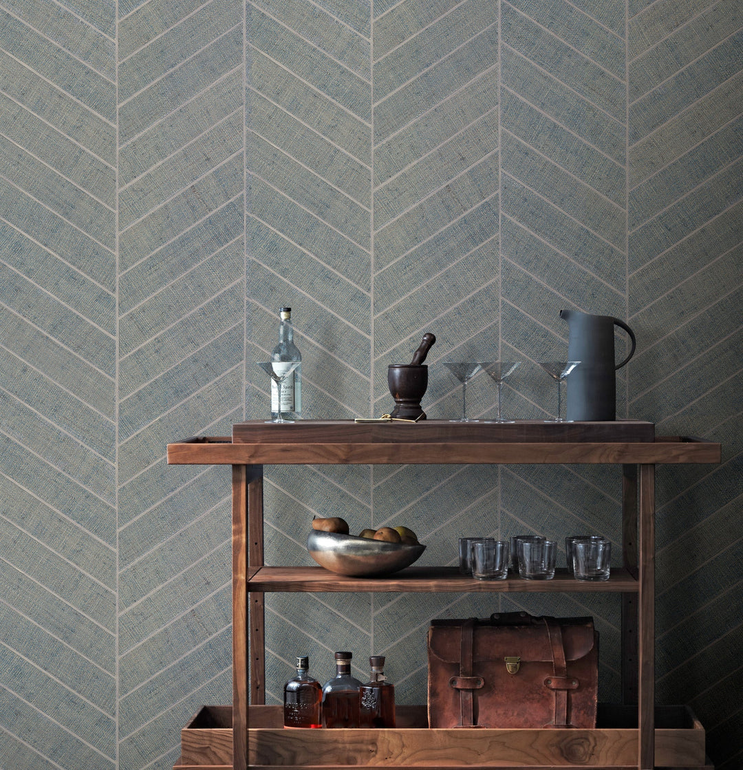 Atelier Herringbone Light Grey Wallpaper by Ronald Redding Designer