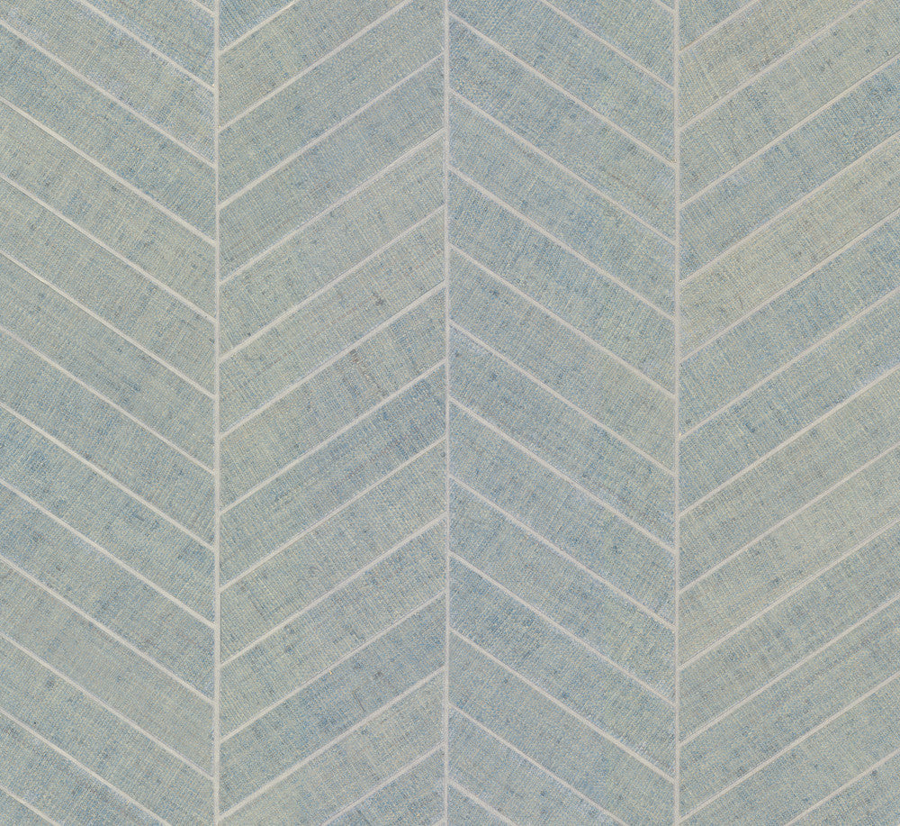 Atelier Herringbone Lagoon Wallpaper by Ronald Redding Grasscloth & Natural Resource Covers about 72 square feet 36-in by 24-ft long roll Unpasted 0 - Fabric Carolina -