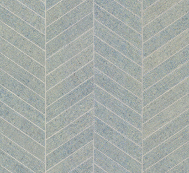 Atelier Herringbone Lagoon Wallpaper by Ronald Redding Grasscloth & Natural Resource Covers about 72 square feet 36-in by 24-ft long roll Unpasted 0 - Fabric Carolina -