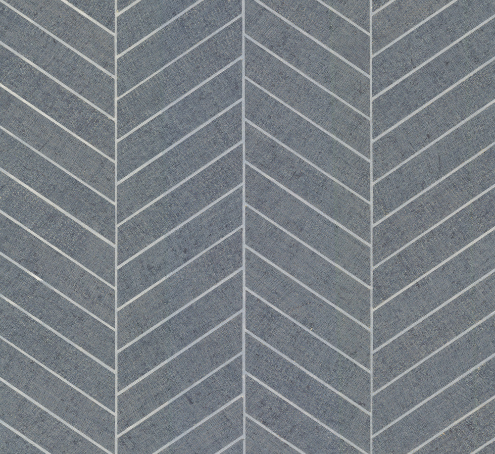 Atelier Herringbone Steel Blue Wallpaper by Ronald Redding Grasscloth & Natural Resource Covers about 72 square feet 36-in by 24-ft long roll Unpasted 0 - Fabric Carolina -