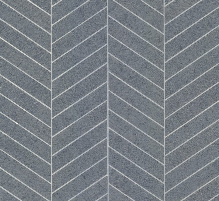 Atelier Herringbone Steel Blue Wallpaper by Ronald Redding Grasscloth & Natural Resource Covers about 72 square feet 36-in by 24-ft long roll Unpasted 0 - Fabric Carolina -