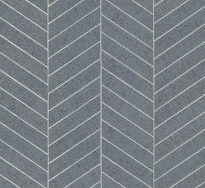 Atelier Herringbone Steel Blue Wallpaper by Ronald Redding