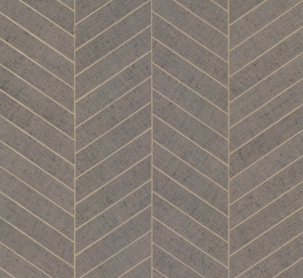 Atelier Herringbone Natural Grey Wallpaper by Ronald Redding Grasscloth & Natural Resource Covers about 72 square feet 36-in by 24-ft long roll Unpasted 0 - Fabric Carolina -