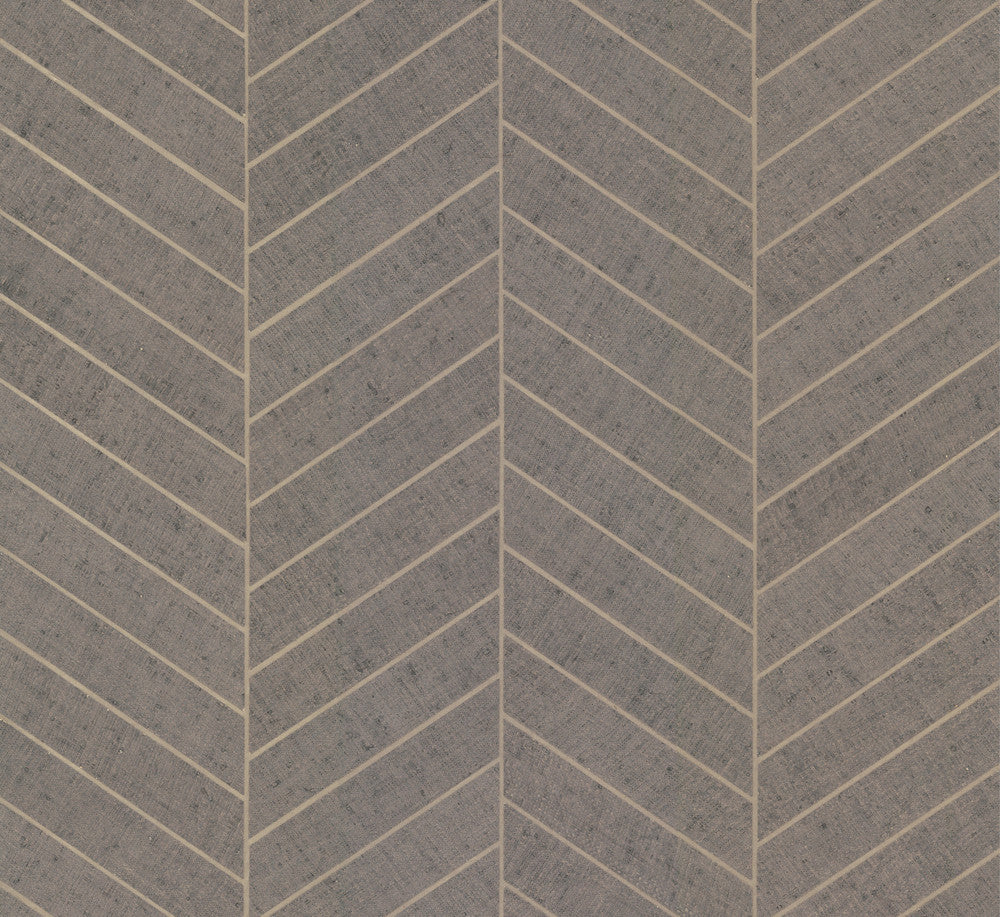 Atelier Herringbone Grey Wallpaper by Ronald Redding Traveler Covers about 72 square feet 36-in by 24-ft long roll Unpasted 0 - Fabric Carolina -