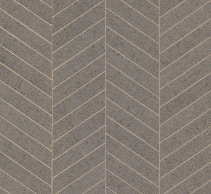 Atelier Herringbone Grey Wallpaper by Ronald Redding Traveler Covers about 72 square feet 36-in by 24-ft long roll Unpasted 0 - Fabric Carolina -