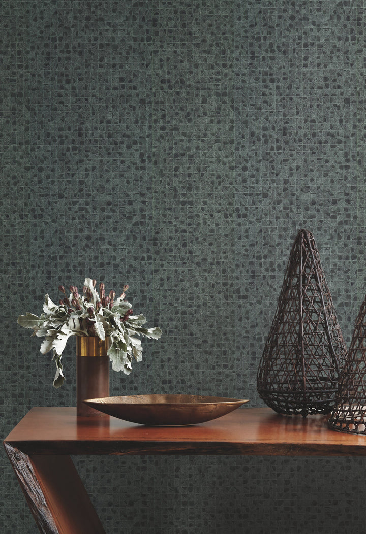 Leather Lux Dark Green Wallpaper by Ronald Redding Designer