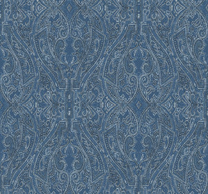Ascot Damask Blue Wallpaper by Ronald Redding