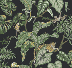 Jungle Cat Black Wallpaper by Ronald Redding