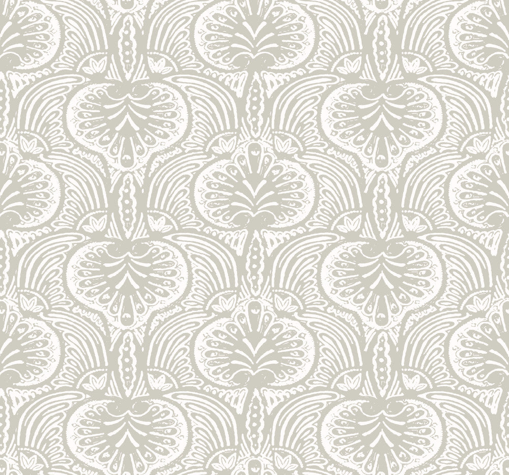 Lotus Palm Grey Wallpaper by Ronald Redding Traveler Covers about 60.8 square feet 27-in by 27-ft long roll Unpasted 25.25 - Fabric Carolina -