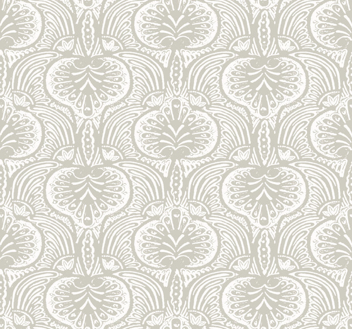 Lotus Palm Grey Wallpaper by Ronald Redding Traveler Covers about 60.8 square feet 27-in by 27-ft long roll Unpasted 25.25 - Fabric Carolina -