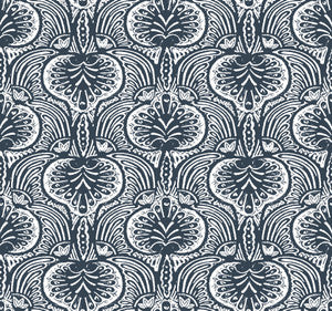 Lotus Palm Navy Wallpaper by Ronald Redding