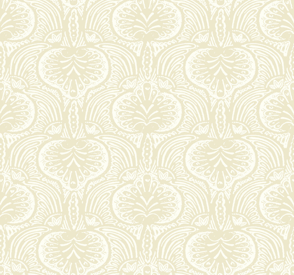 Lotus Palm Beige Wallpaper by Ronald Redding Traveler Covers about 60.8 square feet 27-in by 27-ft long roll Unpasted 25.25 - Fabric Carolina -