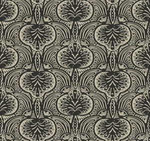 Lotus Palm Off White & Black Wallpaper by Ronald Redding